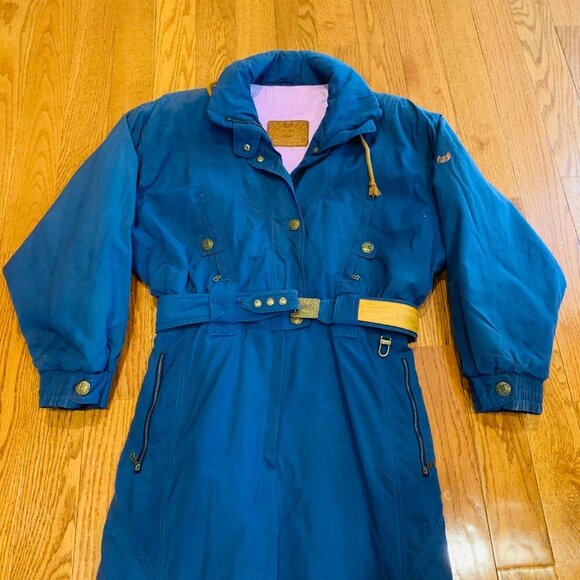 Vintage 80s 90s Ski Suit One piece Snowsuit BOGNER Apres Snow Blue Womens 16 - Picture 4 of 13